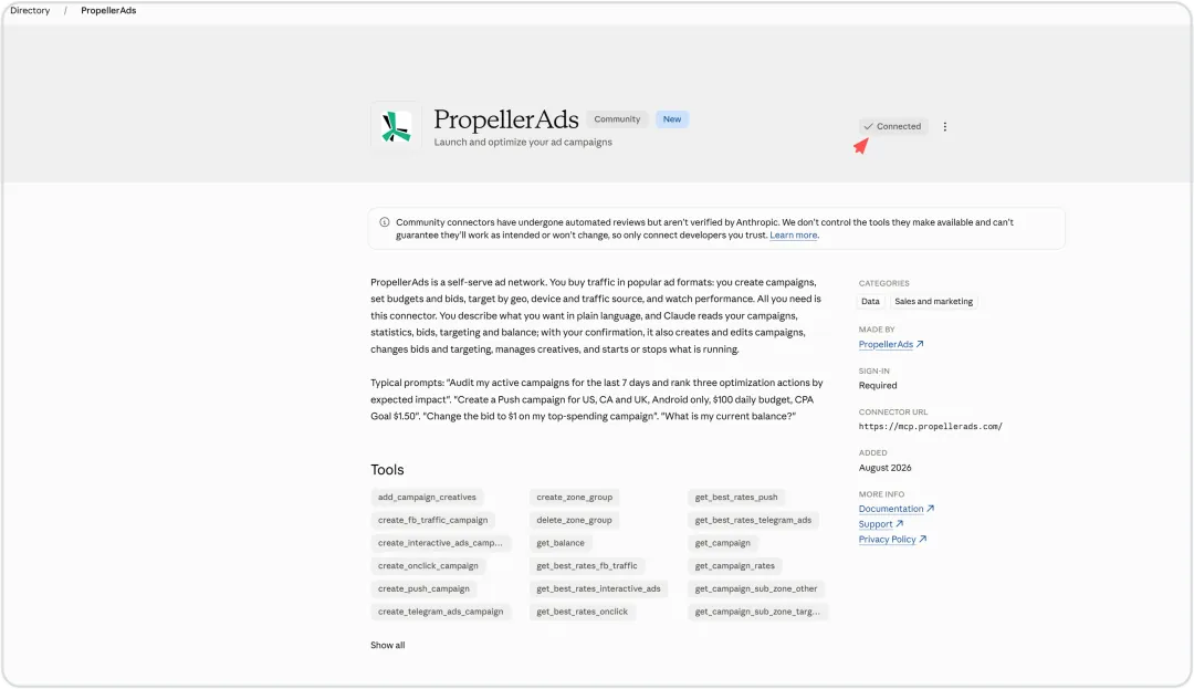 NIKO 3.0 升级：PropellerAds 进了 Anthropic 官方目录 配图 2